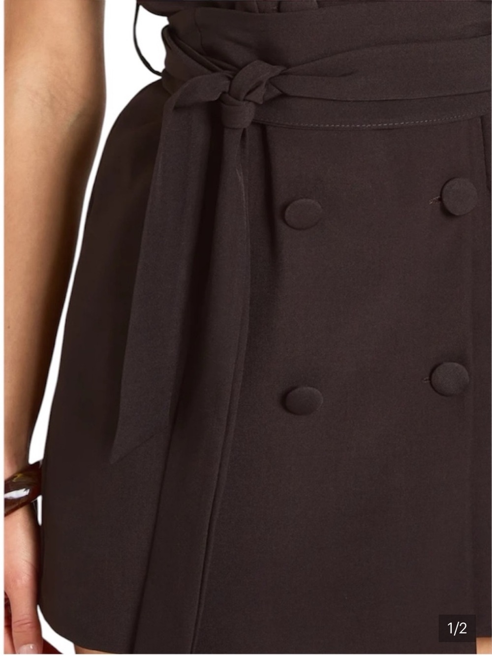JustFab Black Double-Breasted Wrap Skirt